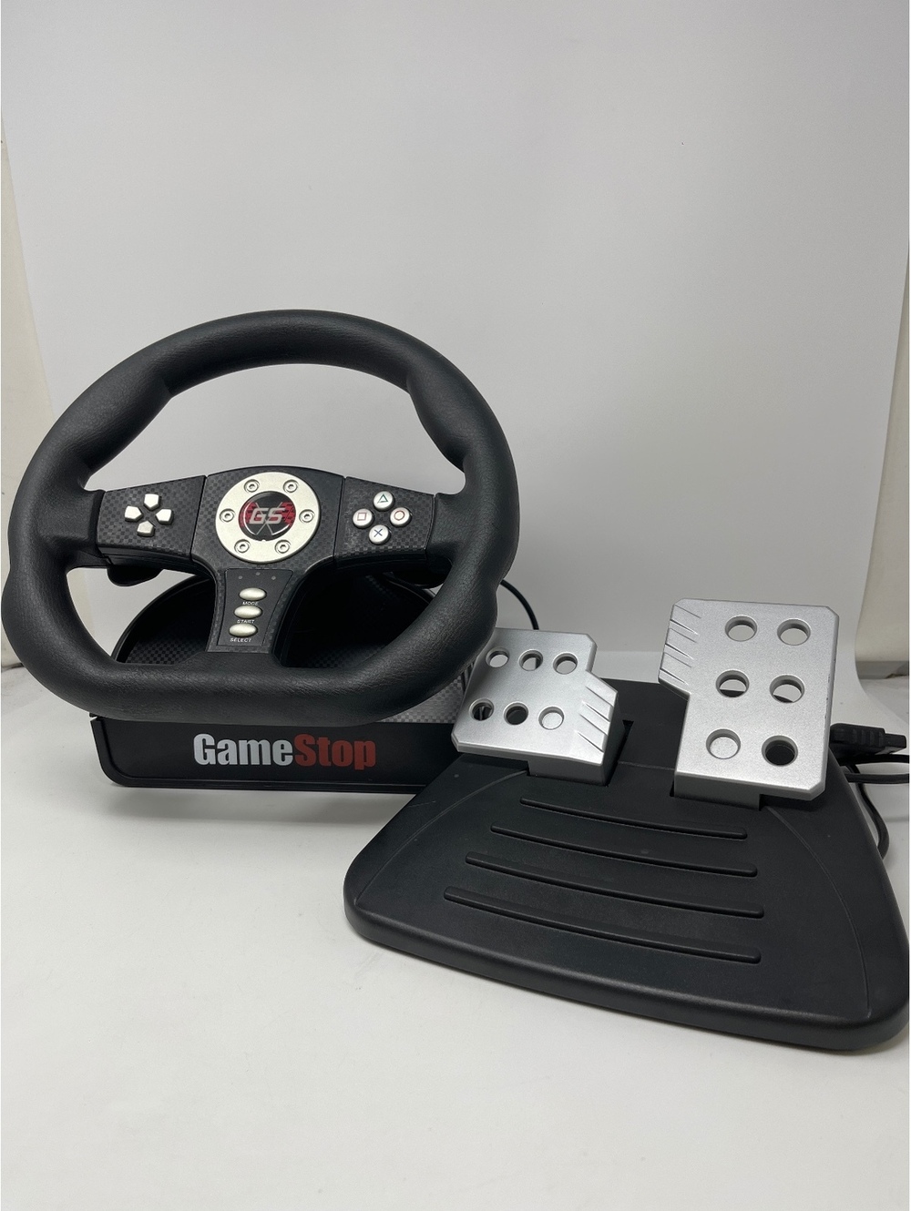 GameStop GS Cobra Racing Wheel & Gas Brake Pedals Controller Set PS2 PlayStation